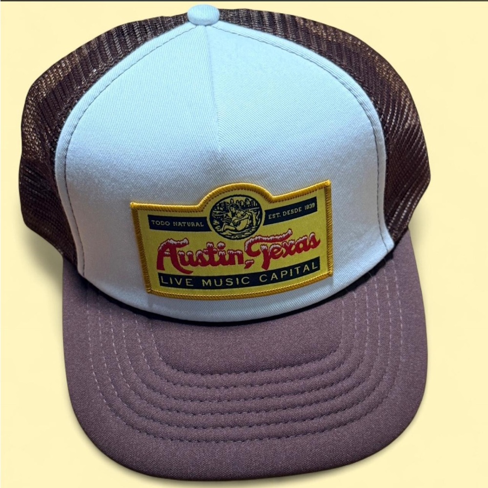 Austin, Texas Live Music Capital Trucker Hat - White & Brown